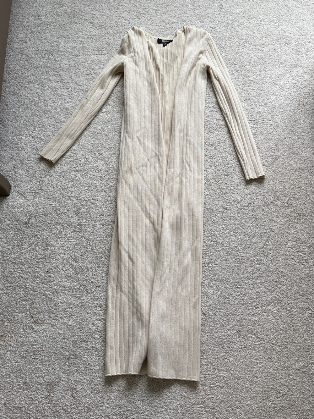 Hera Collection Long Cream Ribbed Trench Coat